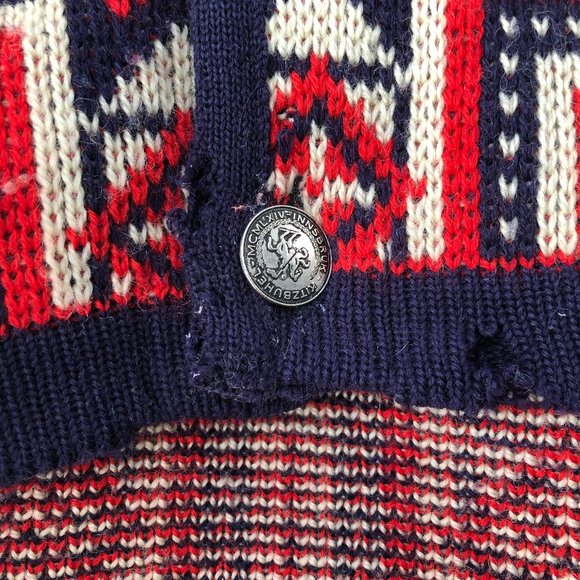 Vintage Norvyk Fair Isle Nordic Knit 100% Pure Wool Oversized Cardigan Sweater - Picture 9 of 15
